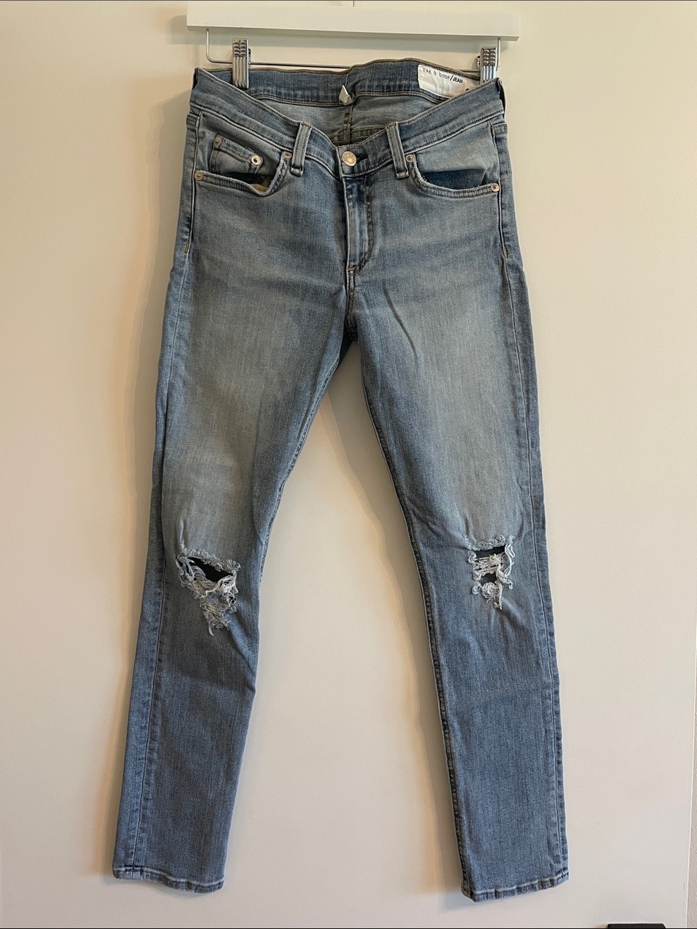 Rag & Bone Light Blue Distressed Ankle Jeans